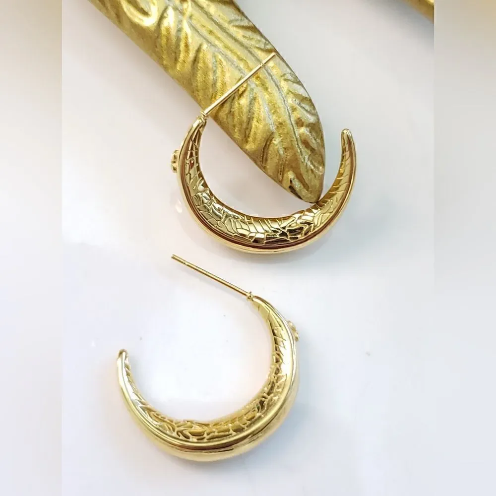 Anthro Etched Hoop Earrings